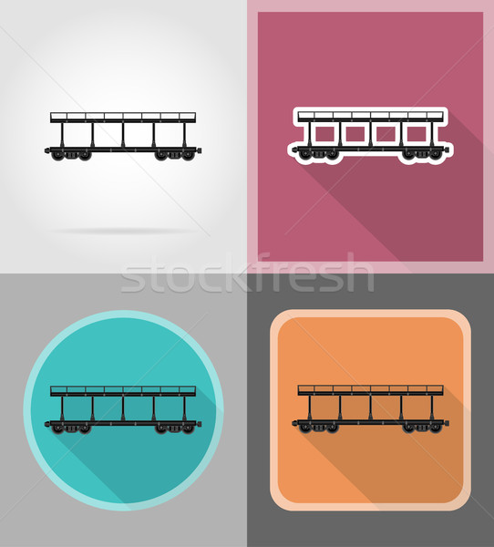 railway carriage train flat icons vector illustration Stock photo © konturvid