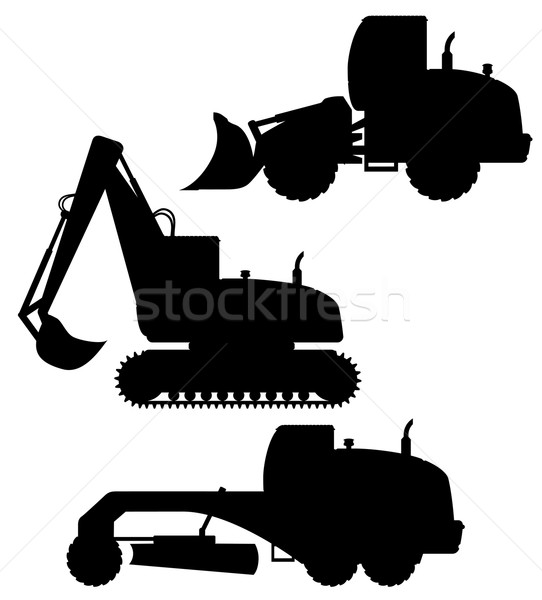 car equipment for road works black silhouette vector illustratio Stock photo © konturvid
