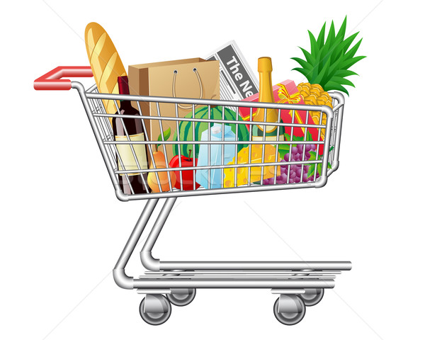 shopping cart with purchases and foods Stock photo © konturvid