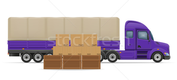truck semi trailer for transportation of goods concept vector il Stock photo © konturvid