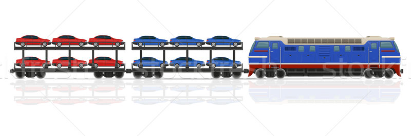 Stock photo: railway train with locomotive and wagons vector illustration