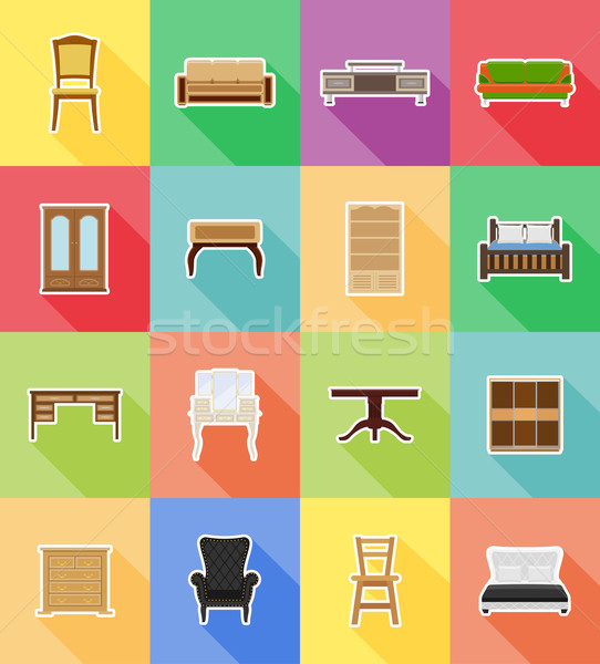 furniture set flat icons vector illustration Stock photo © konturvid