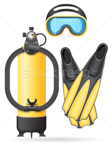 aqualung mask tube and flippers for diving vector illustration Stock photo © konturvid