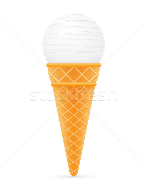 Crème glacée balle gaufre cône isolé blanche [[stock_photo]] © konturvid