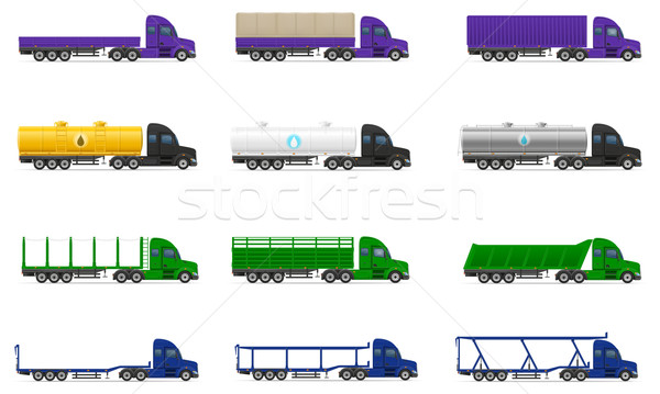 set icons trucks semi trailer vector illustration Stock photo © konturvid