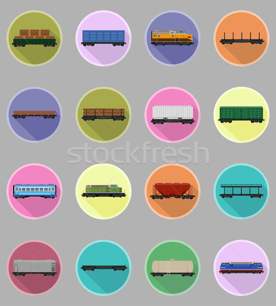 set icons railway carriage train flat icons vector illustration Stock photo © konturvid
