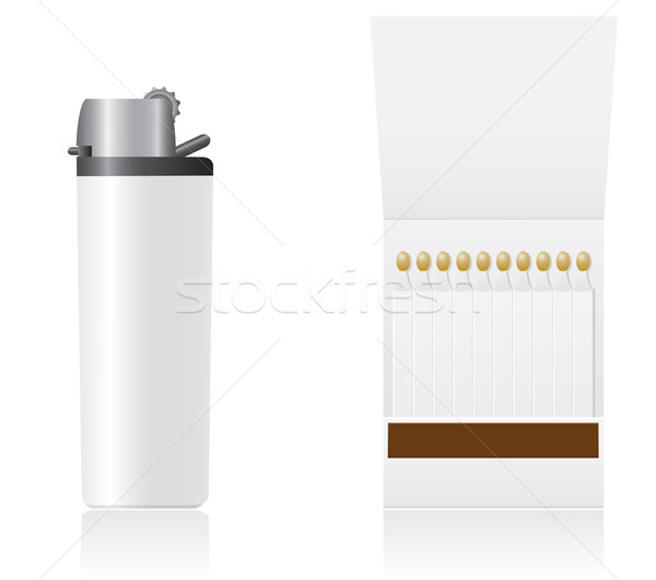 set of white blank lighter and matches vector illustration Stock photo © konturvid