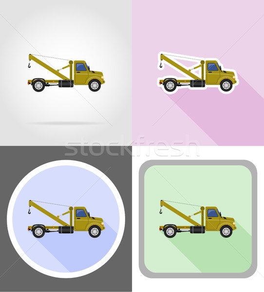 truck with crane for lifting goods flat icons vector illustratio Stock photo © konturvid