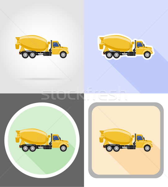 Stock photo: truck concrete mixer flat icons vector illustration