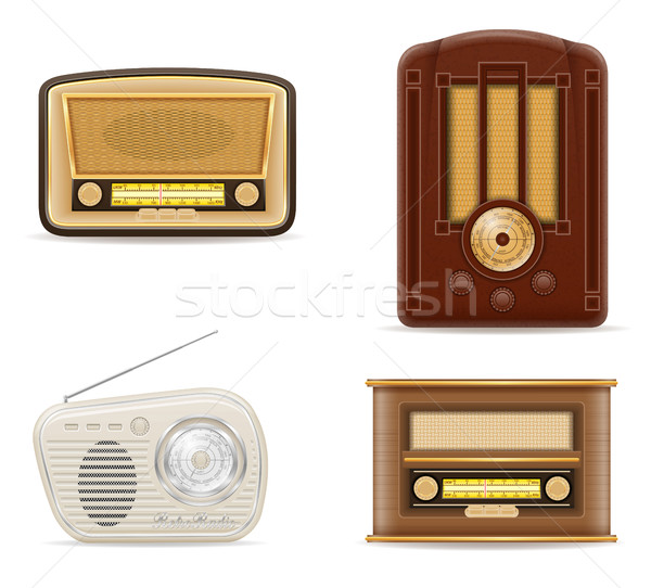 radio old retro vintage set icons stock vector illustration Stock photo © konturvid