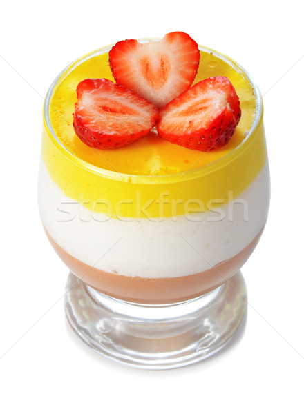colored jelly in a glass with strawberry Stock photo © konturvid
