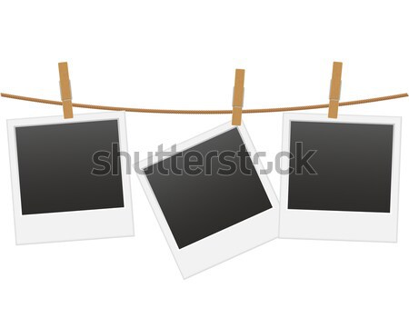 Retro photo frame enforcamento corda prendedor de roupa vetor Foto stock © konturvid