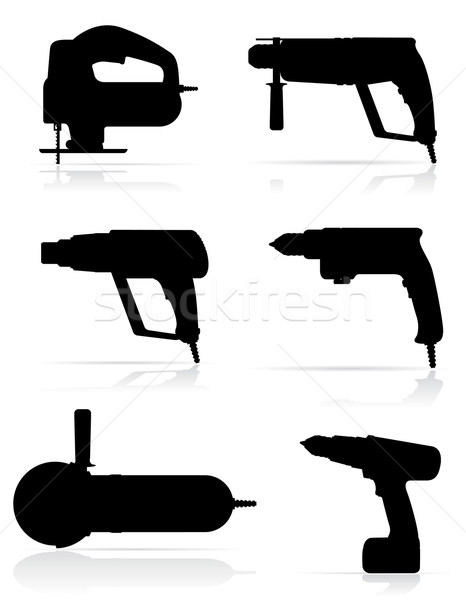 electric tools black silhouette set icons vector illustration Stock photo © konturvid