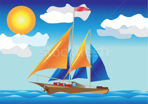 Stock photo: ship with sails at the sea side