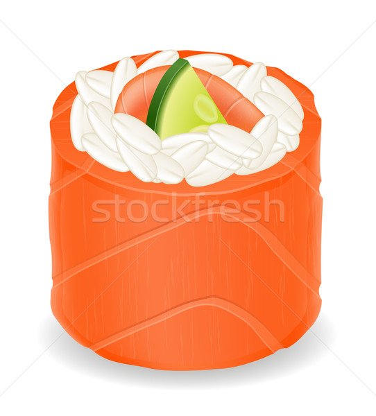 Foto stock: Sushi · vermelho · peixe · isolado · branco