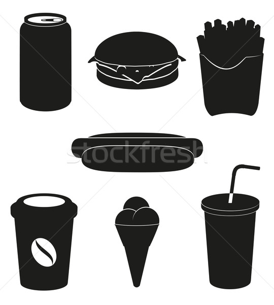 set icons of fast food black silhouette vector illustration Stock photo © konturvid