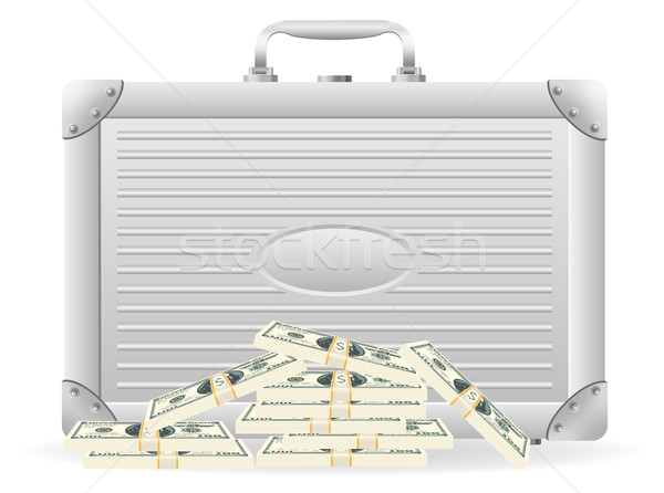 metallic briefcase with packed dollars vector illustration Stock photo © konturvid