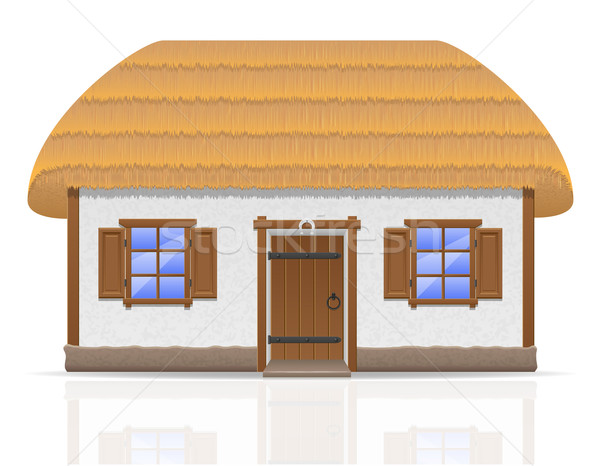 ancient farmhouse with a thatched roof vector illustration Stock photo © konturvid