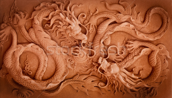 Foto stock: Chinês · estilo · dobrar · dragão · abstrato · baixo