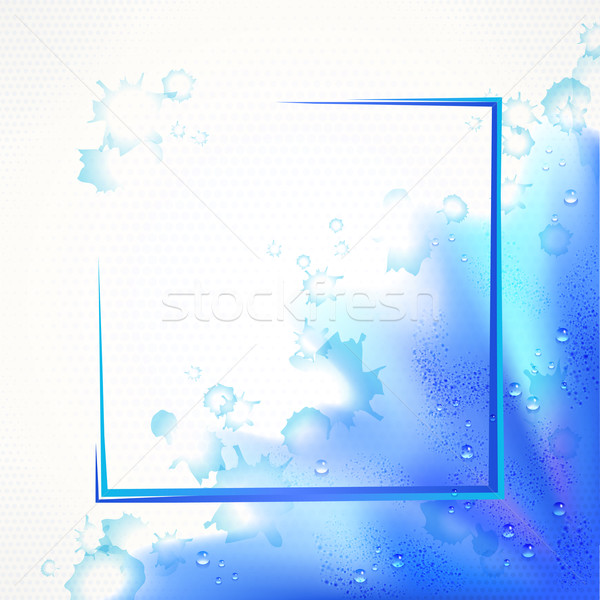 ストックフォト: 水彩画 · 青 · フレーム · 国境 · 値下がり · 抽象的な