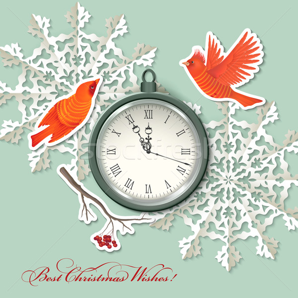 álbum de recortes elemento Navidad vintage elementos reloj Foto stock © kostins