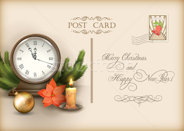 Christmas Vintage Holiday Vector Postcard Stock photo © kostins