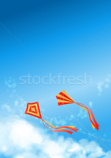 Blue Sky Kite Flyer Poster Cover Stock photo © kostins