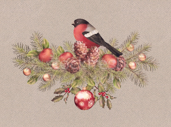 Allegro Natale acquerello disegno vacanze decorazioni Foto d'archivio © kostins