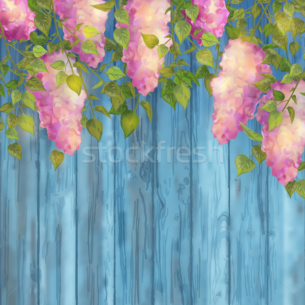 ベクトル ライラック 青 木製 花 ストックフォト © kostins