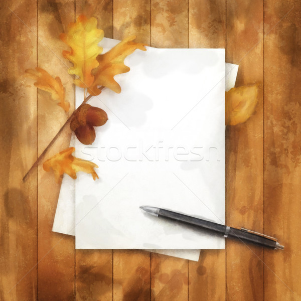 Autumn Watercolor Painting Background Stock photo © kostins