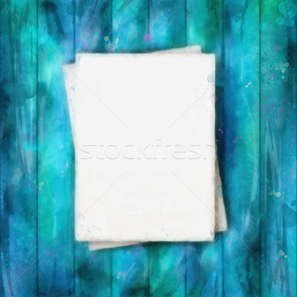 Vektör dikkat kâğıt bağbozumu ahşap mavi Stok fotoğraf © kostins