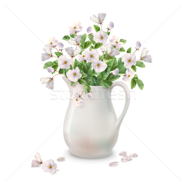 Bahar çiçekleri sürahi vektör bahar buket seramik Stok fotoğraf © kostins