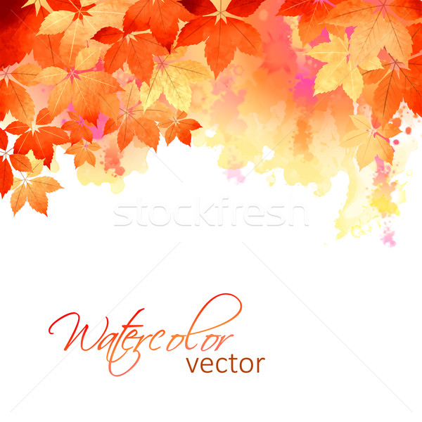 ストックフォト: 秋 · ベクトル · 水彩画 · 秋 · 葉 · 芸術的