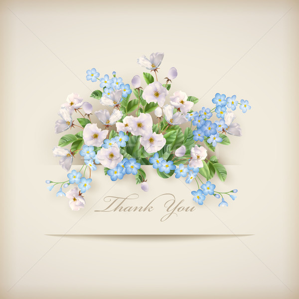 Virágmintás vektor kártya köszönjük gyönyörű valósághű Stock fotó © kostins