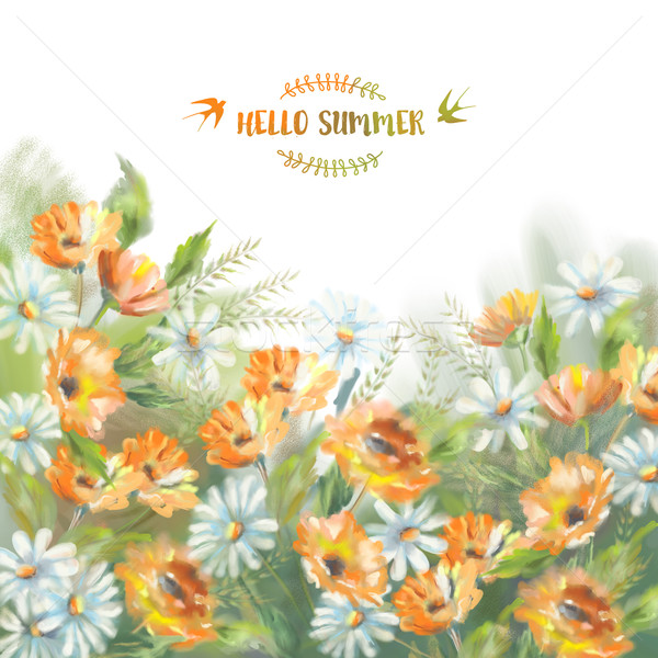 акварель окрашенный цветы иллюстрация букет оригинальный Сток-фото © kostins
