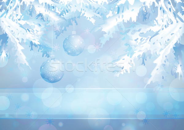 Christmas background with Christmas tree branches and balls Stock photo © kostins