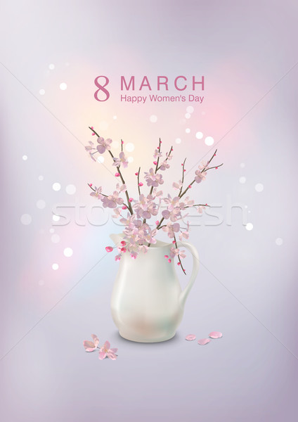 Dzień kobiet kartkę z życzeniami szczęśliwy pocztówkę wiosną Zdjęcia stock © kostins