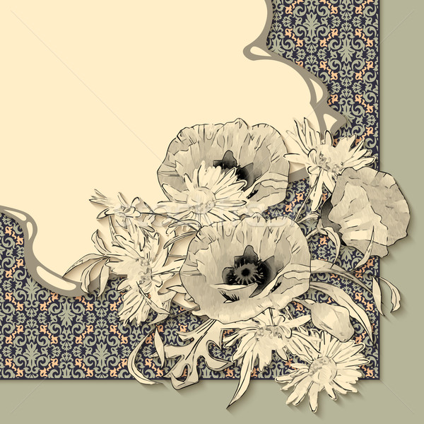 Wektora vintage kwiatowy ramki granicy Zdjęcia stock © kostins