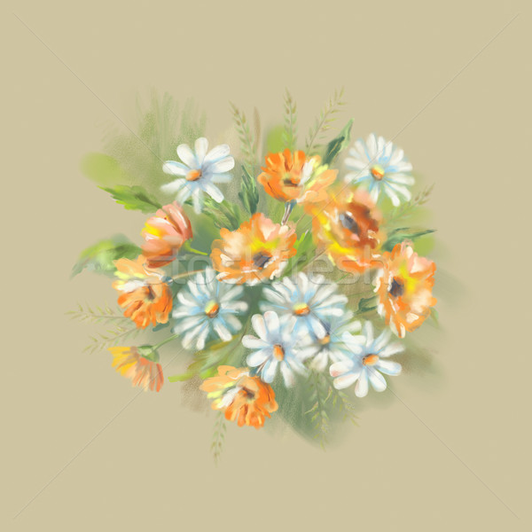 Watercolor Painted Flowers Stock photo © kostins