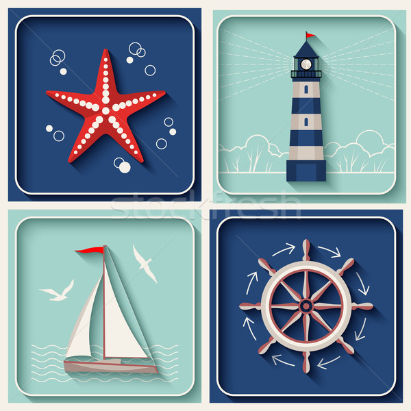 Stock photo: Vector marine theme icons