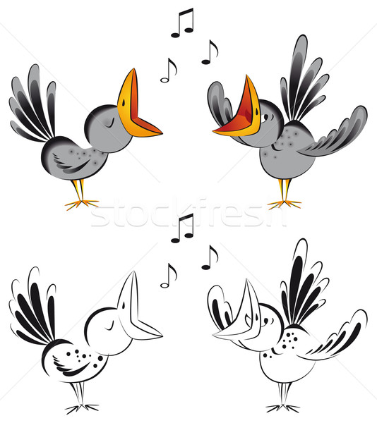 Foto stock: Cantando · engraçado · canção · diversão · preto · soar