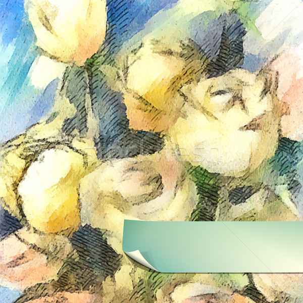 Vektör çiçek suluboya güller çizim Stok fotoğraf © kostins