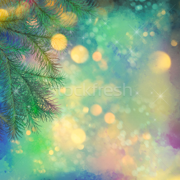 Stock foto: Urlaub · Weihnachtsbaum · künstlerischen · Wasserfarbe · Malerei · Textur