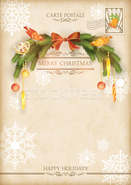 Stock fotó: Karácsony · klasszikus · ünnep · vektor · képeslap · ünneplés