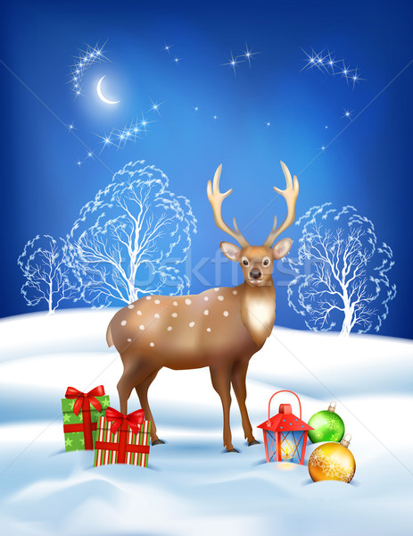Vector Christmas Winter Night Background Stock photo © kostins