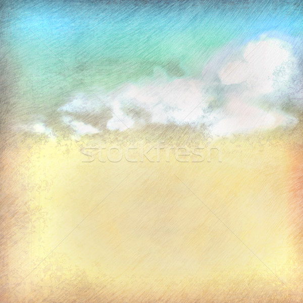 Foto stock: Vintage · cielo · nubes · papel · viejo · dibujo