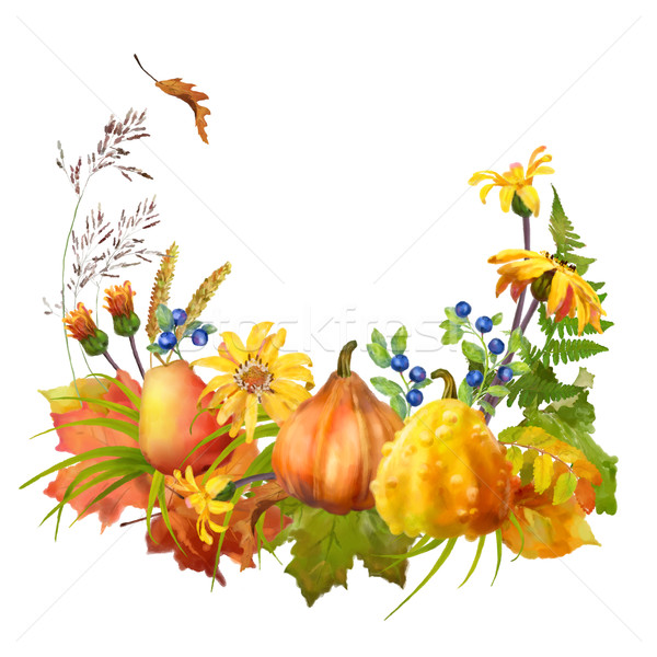 акварель осень тыква цветы осень листьев Сток-фото © kostins