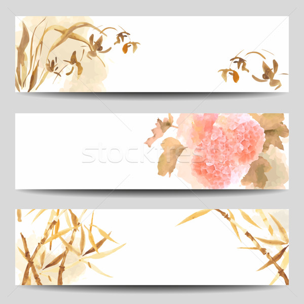 Oriental Style Watercolor Vector Banners Stock photo © kostins