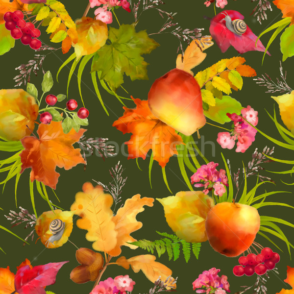 Watercolor Autumn Seamless Pattern Stock photo © kostins