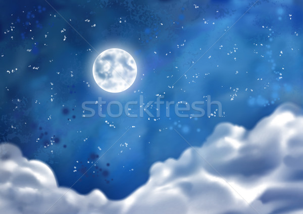 Watercolor Vector Nightly Clouds Stock photo © kostins